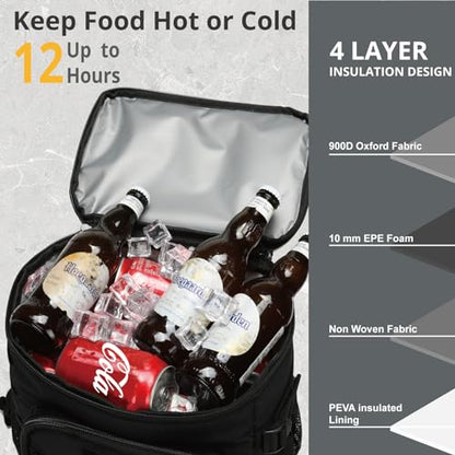 25L Backpack Cooler Keep All Drink Cold for Long Periods of Time Cooler Backpack Insulated Waterproof Portable High Durability Small Cooler Backpack with Compartment for Hiking Camping Beach - color: Black