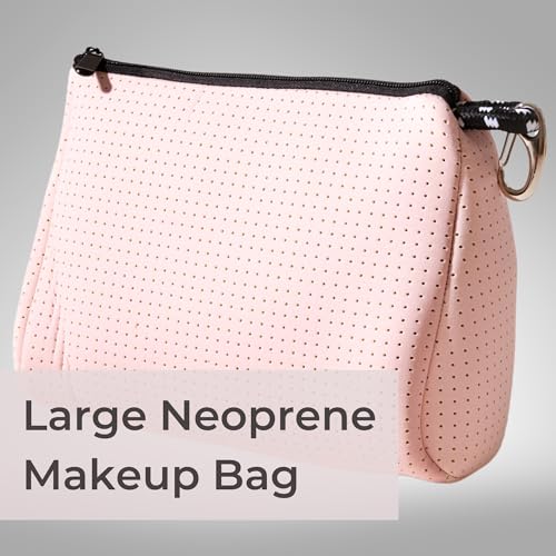 POPUPS Large Makeup Bag with Zipper, Pretty Pink - Waterproof Neoprene Cosmetic Bag 7.7 x 10.75 x 5 inches - color: Basic Pretty Pink