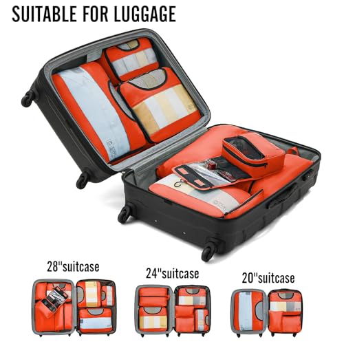 Veken 8 Set Packing Cubes for Travel Essentials, Suitcase Organizer Bags in 4 Sizes, Carry-On Luggage Accessories with Large Laundry & Hanging Toiletry Bag, Must-Have for Airplane, Road Trip & Camping