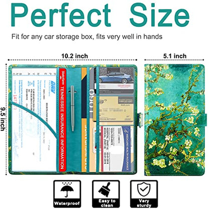 RSAquar Car Registration and Insurance Holder, Vehicle Glove Box Organizer Cool Car Accessories, Car Document Holder for Cards and Driver License, Almond Blossom - color: Almond Blossom