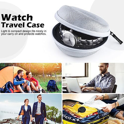 Travel Case for Men and Women - Portable Single Watch Storage Box and Organizer for Wristwatches and Smart Watches - Good Helper for Your Travel - Black/Silver