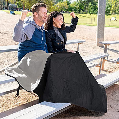 BRAWNTIDE Large Waterproof Outdoor Blanket, Extra Thick Fleece, Warm, Windproof & Sandproof, Quilted Stadium Blanket for Sports Events, Beach, Camping, Picnics, Dogs & Car, 82" x 55 - color: Black