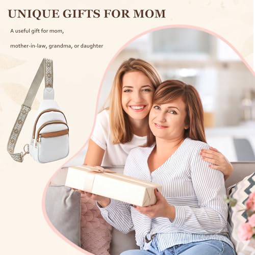 Crossbody Bags for Women Sling Bag Anniversary Birthday Gifts for Girlfriend Wife Her Fanny Pack Chest Anti Theft Purse Christmas Small Gifts for Mom Secret Santa Gift Ideas Mothers Day - color: White