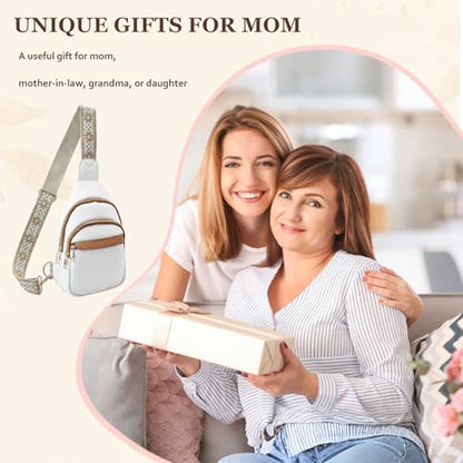 Crossbody Bags for Women Sling Bag Anniversary Birthday Gifts for Girlfriend Wife Her Fanny Pack Chest Anti Theft Purse Christmas Small Gifts for Mom Secret Santa Gift Ideas Mothers Day - color: White