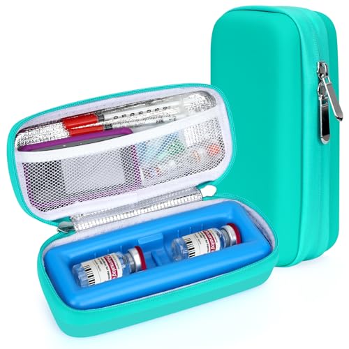 YOUSHARES Insulin Vial Cooler Travel Case - TSA Approved Diabetes Carrying Bag Keep Medicine Cool, Peptide Medication Organizer Small Bottle Protector, Refrigerated Pack with Protective Ice Brick - color: 01 Green