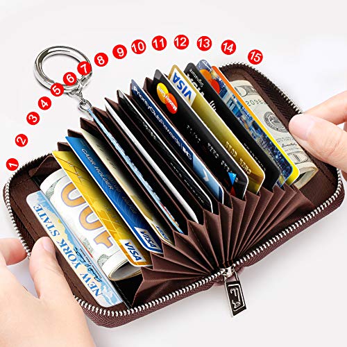 FurArt Zipper Wallet Women, RFID Blocking Credit Card Wallet, Business Card Holder, Compact Size KeyChain Wallet - color: Apple Green