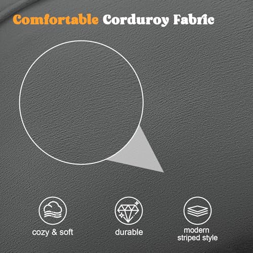 MeMoreCool Stuffed Round Pouf Ottoman Foot Rest, Floor Pouf Foot Stool with Soft Foam Chunk Filling, Small Round Ottoman Footstool Circle Footrest for Living Room - color: Piping Dark Grey
