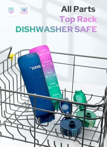 Opard 20oz Plastic Water Bottle Dishwasher Safe, Leakproof Flip-Top Lid, BPA Free Tritan, Wide Mouth Reusable Kids Water Bottle for School Hiking Commuting Outdoor Travel and Gym - color: Bubblegum Cyan Pink, style: 20 oz - Fast Flow