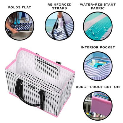 SCOUT Original Deano Tote - Durable Lightweight Open Top Beach, Pool & Lake Bag, Inside Zip Pocket, Folds Flat - color: Cane Fonda