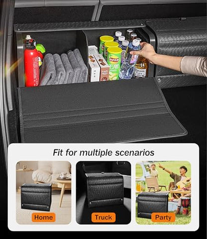 Trunk Organizer for suv,car storage organizer,lid Box,PU Leather & PP Honeycomb Board,Fixed with screws extremely sturdy,Collapsible and Adjustable,15''L x 13''W x 12.4''H,2K inches³(size B) - size: Reinforced: 15"L×13"W×12.4"H, 40lbs, 2K in³
