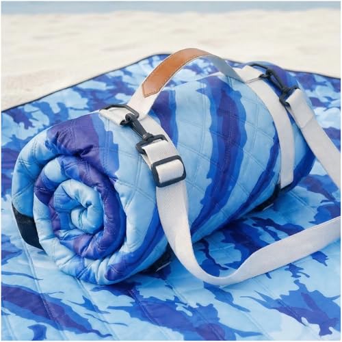 Genovega Waterproof Sandproof Beach Blanket Picnic Outdoor Mat Rug Extra Large Foldable Sand Free Big Giand XL Car Essential Roadtrip Gadget Rv Accessories Gear Must Haves Hiking Items Necessities - color: Tie Dye Blue