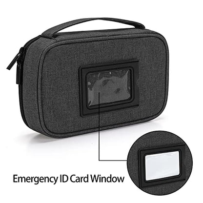 CURMIO Diabetic Supplies Bag for Glucose Meter, Medication and Other Diabetes Care Supplies, Diabetes Travel Organizer Case with Detachable Pouches, Black (Bag Only) - color: Black