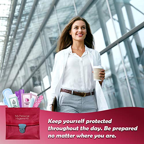 Menstrual Kit All-in-One 10 Pack | Convenience on the Go | Period Kit Pack for Travelling, Tweens & Teenagers or just When You’re Out | Individually Wrapped Feminine Hygiene Product (Red Purse) - color: Red Purse