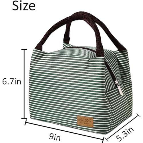 2PCS Lunch Bags Reusable Lunch Tote Bags Portable Lunch Cooler Bag Lunch Holder Insulated Lunch Box Bag for Picnic Office Beach (Green+Red) - color: Green+Red