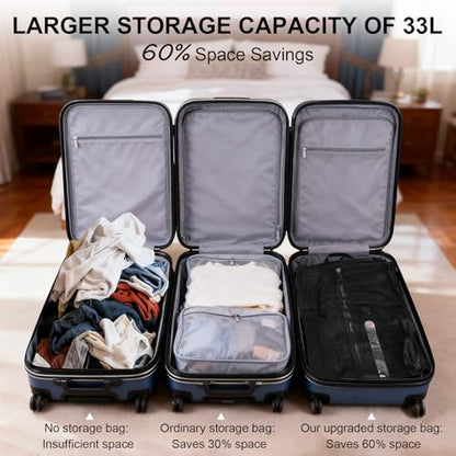 Vacuum Bags for Travel IP67 Reusable Vacuum Seal Bags for Clothing Airless Vacuum Kit Travel Space Saver Compression Bags for Carry On Suitcases and Backpack, Hiking & Camping (2PC, NO PUMP) - style: 2PC