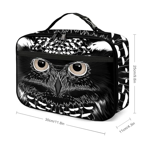Black Owl Lunch Bag Insulated Reusable Lunch Box Cooler Thermal Tote Bag For Teenage Boys Girls School Beach - color: Black Owl