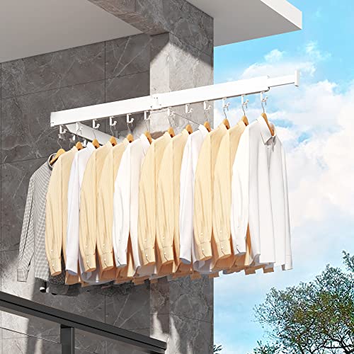 Clothes Drying Rack Wall Mounted,Drying Rack Clothing,Laundry Drying Rack Wall Mount,Collapsible Drying Racks for Laundry,Retractable,Foldable,Clothes Hanger Rack,Clothes Dryer Rack,White Color - size: Basic-White