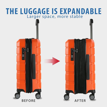 KROSER Hardside Expandable Carry On Luggage with Spinner Wheels & Built-in TSA Lock, Durable Suitcase Rolling Luggage with USB Port, Carry-On 20-Inch Orange - color: Orange