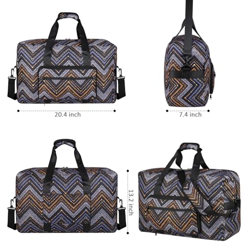 F.FETIVIN Weekender Bag Carry On Travel Duffle Medium Overnight Bag for Women (Wavy Stripes) - color: 11-Wavy Stripes