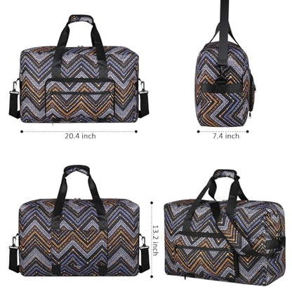 F.FETIVIN Weekender Bag Carry On Travel Duffle Medium Overnight Bag for Women (Wavy Stripes) - color: 11-Wavy Stripes
