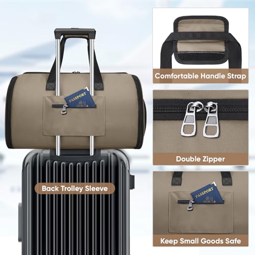 BALEINE Travel Garment Bag, Travel Suit Bag for Men, Water Resistant Carry on Garment Bag for Hanging Clothes, Garment Duffel Bag for Travel Business (Brown-Convertible) - color: Brown-Convertible