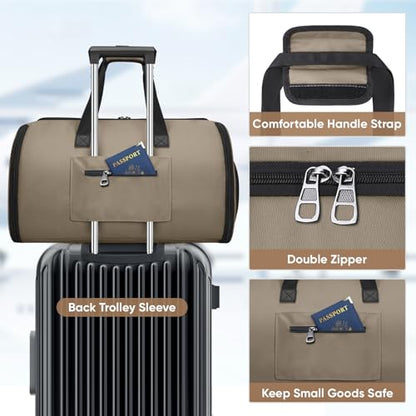 BALEINE Travel Garment Bag, Travel Suit Bag for Men, Water Resistant Carry on Garment Bag for Hanging Clothes, Garment Duffel Bag for Travel Business (Brown-Convertible) - color: Brown-Convertible