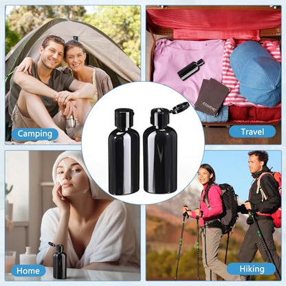 Domensi 36 Pcs Black Travel Bottles with Flip Cap Plastic Travel Toiletries Bottles Portable Leak Proof Squeeze Container Refillable Empty Cosmetic Container for Liquid Shampoo Lotions (2 oz,Black) - size: 2 oz
