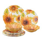 UPware 12 Piece Sunflower Melamine Dinnerware Sets, Outdoor Dishes Set, Plates and Bowls Sets, Service for 4, Yellow - color: Sunflower