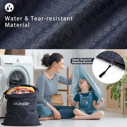 WiseBoy 2 Pack Laundry Bags, Travel Laundry Bag for Dirty Clothes, Washable Nylon Wet Dry Bag, Swimming Yoga Bathing Suit Workout Wet Dry Bags - color: Navy Blue/Pink