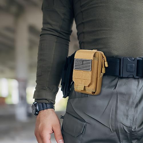 SOWHUP Tactical Molle Pouch Cell Phone Pouch Holster Small Utility EDC Pouch Gadget Organizer Bag - color: Tan1