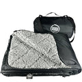 DOWN UNDER OUTDOORS Large Waterproof Windproof Extra Thick 350 GSM Quilted Fleece, or Sherpa Stadium Blanket - color: Black/Heather Grey