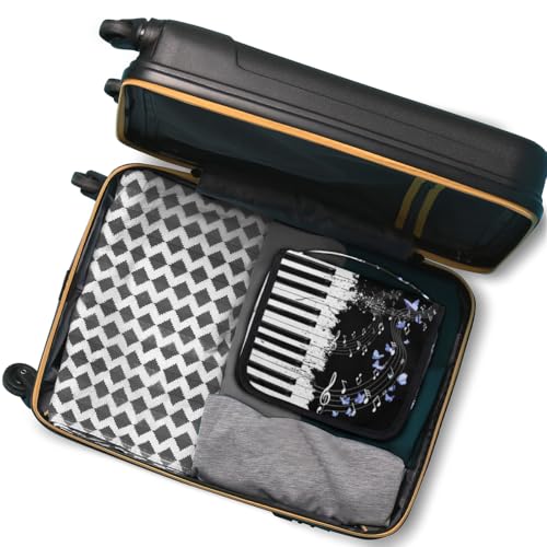 Hanging Travel Toiletry Bag for Women, Graceful Piano Butterflies Water Resistant Polyester Organizer with Hook & Handle, Large Capacity Cosmetic Bag for Travel, Gym, Camping - color: Graceful Piano Butterflies