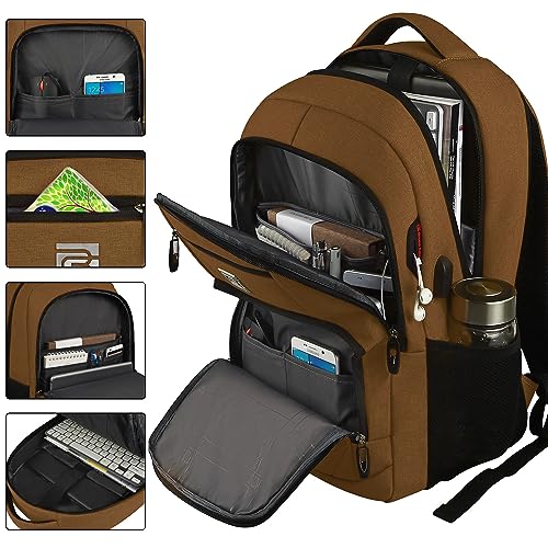 Volher Laptop Backpack,Business Travel Anti Theft Slim Durable Laptops Backpack,Water Resistant College Computer Bag for Women & Men Fits 15.6 Inch Laptop and Notebook-Brown - color: Brown, size: 15.6 Inch, style: Laptop