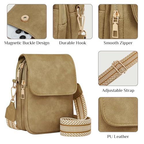 Fashion Small Crossbody Bags for Women Trendy Designer Cell Phone Purses Wallets with Card Holder Anti Theft Travel - color: Huashan Apricot