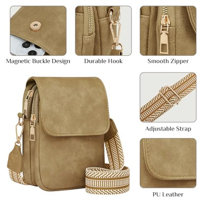 Fashion Small Crossbody Bags for Women Trendy Designer Cell Phone Purses Wallets with Card Holder Anti Theft Travel - color: Huashan Apricot