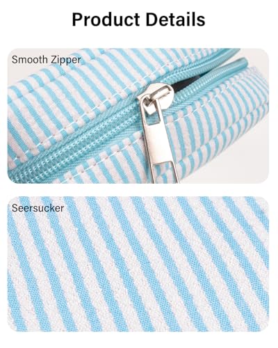2Pcs Mini Makeup Bag, Small Makeup Pouches for Purse Cute Cosmetics Bag Pouch with Slip-in Pockets Small Travel Toiletry Bag Zipper Makeup Aesthetic Accessories Storage Bag - color: 0-Blue Set