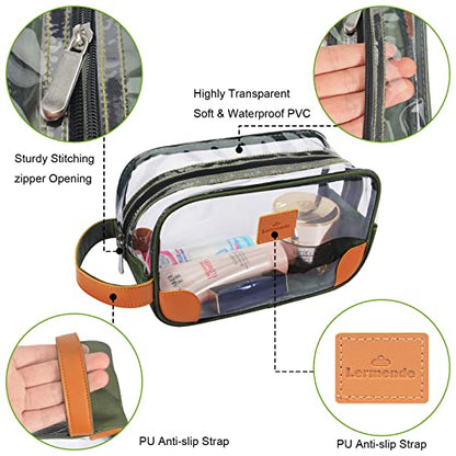 Lermende Toiletry Bag, Clear Shaving Dopp Kit for Men Travel Toiletry Bag with Hand Strap Unisex Bathroom Toiletries Organiser - color: Green