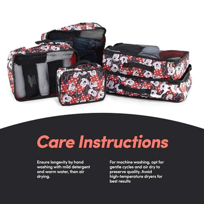 Disney Minnie Mickey Stitch Packing Cubes - Winnie the Pooh, Princess Cinderella, Cars, Toy Story 5 Piece Packing Cubes Compression - Travel Essential - Luggage Suitcase Organizer Set - color: Red