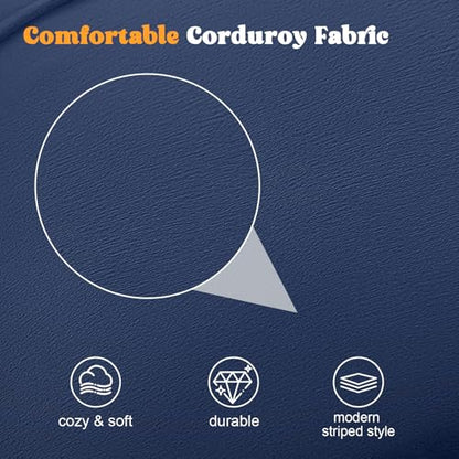 MeMoreCool Stuffed Round Pouf Ottoman Foot Rest, Floor Pouf Foot Stool with Soft Foam Chunk Filling, Small Round Ottoman Footstool Circle Footrest for Living Room - color: Piping Navy