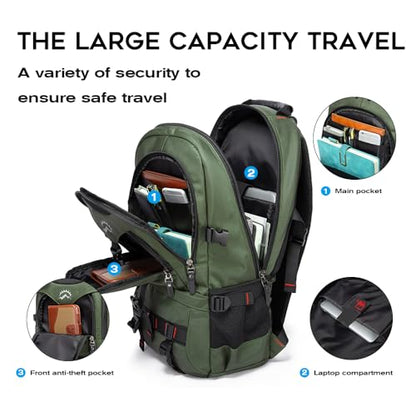 KAKA Travel Backpack Fight Approved with 17.3 inch Laptop Lackpack Compartment Outdoor Duffle Bag for men and women - color: Green