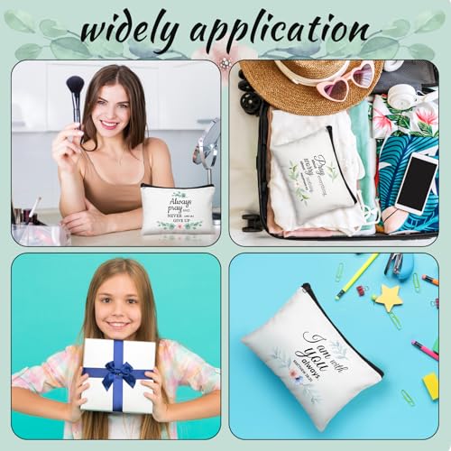 Panelee 48 Pcs Christian Cosmetic Bags Bulk for Women Bible Verse Makeup Bags Inspirational Keychains Christian Appreciation Gifts Religious Canvas Pouches with Zipper for Women Church Gift - style: Bible Style