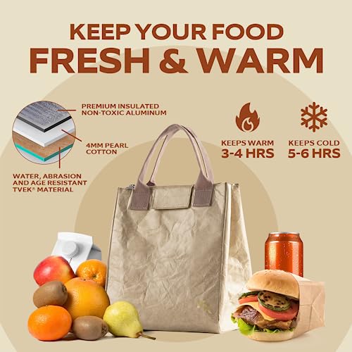 VonNova Women’s Insulated Lunch Bag with Premium 4mm Cooler Insulation, Cute Large 7L Lunch Tote for Office, Durable Small Lunch Box for Women, Stylish Lunchbox for Adults, Teens, Nurses, Teachers - color: Beige