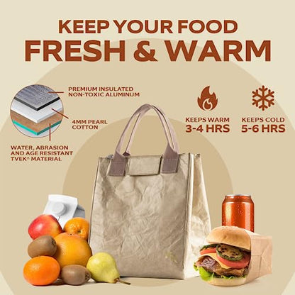 VonNova Women’s Insulated Lunch Bag with Premium 4mm Cooler Insulation, Cute Large 7L Lunch Tote for Office, Durable Small Lunch Box for Women, Stylish Lunchbox for Adults, Teens, Nurses, Teachers - color: Beige
