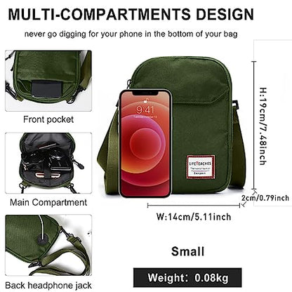 SEAFEW Mini Crossbody Bag Shoulder Bag for Men, Small Messenger Satchel Bag for Women - color: Green - Standard