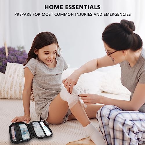 Mini First Aid Kit - 120 Piece Small Waterproof Hard Shell Medical Kit for Car, Home, Office, Travel, Camping, Sports, Outdoor, School - Emergency First Aid Supplies and Survival Kit (Black) - color: Black
