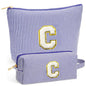 Initial Makeup Kit - Cosmetic Bags for Women, Make up Bag Set Portable Travel Toiletry Bag with Zipper, Cute Blue Stuff Birthday Gifts for Women Mom Girlfriend, Blue Letter C - color: Blue, style: C