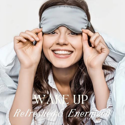 Silk Satin Sleeping Eye Mask, Silvergrey Sleep Eye Mask Night Blindfold for Women and Men, Soft Breathable Blackout Eyeshade Eye Cover for Travel, Wedding Bridesmaid Gift - color: Silvergrey