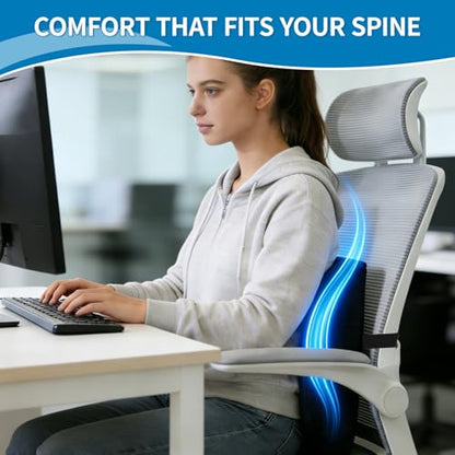 Lumbar Support Pillow for Office Chair, Memory Foam Back Support Pillow for Office Chair, Help Relieve Pain of Back and Lumbar, with Breathable Cover, Ergonomic and Comfortable for Long Hours Sitting
