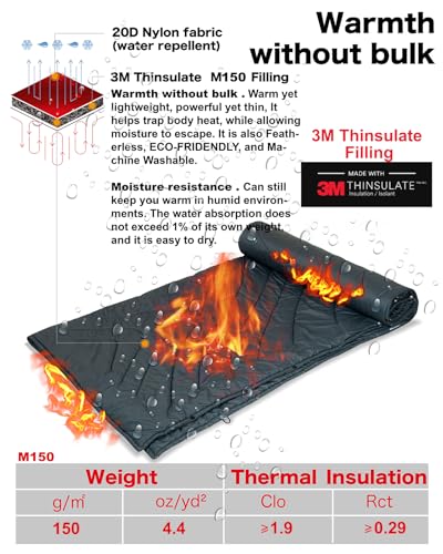 iClimb 3M Thinsulate Insulation Warm Camping Blanket Ultralight Compact - color: Dark Grey, size: 72.8” × 55”, 1.52 lb