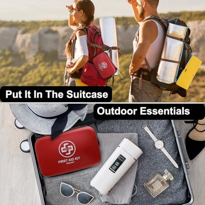 VRIEXSD Premium First Aid Kit, 320 Piece Waterproof Hard Shell Eva First Aid Kit for Home, Camping, Cars, Hiking, Travel, Businesses & Outdoor Emergencies - Emergency Medical Kits (Red) - color: Red